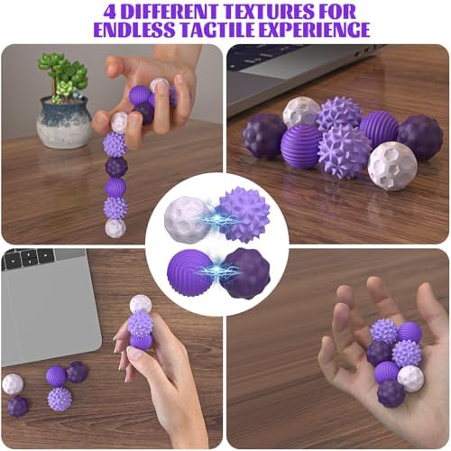 KOWVOWZ 8 PCS Sensory Fidget Balls, Magnetic Attraction Stress Balls, Magnetic Fidget Balls with Silicone Shell, Desk Fidget Toys for Office Travel Toys Gift