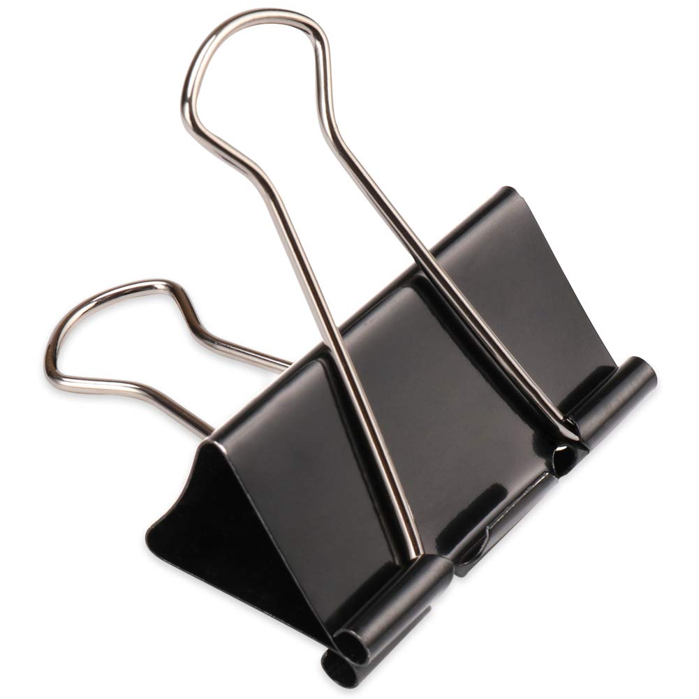 H&S 10 Large 51mm Binder Clips, Black Paper Clamps, Foldback & Bulldog Clip for Office, Calendars & Stationery - Paper Clamp - Stationery Supplies