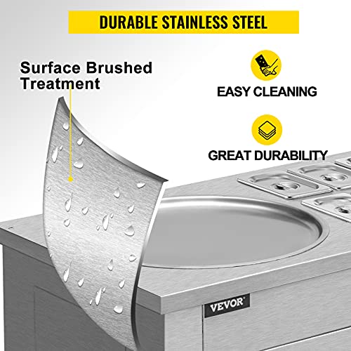 VEVOR Commercial Ice Roll Maker, 2800W StirFried Ice Cream Roll