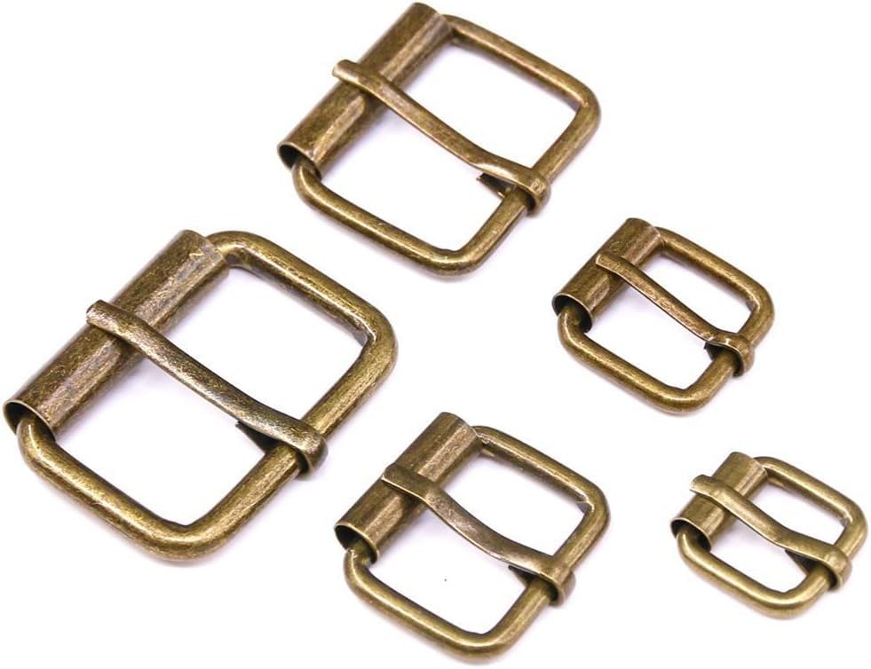 Swpeet ◕‿◕ 50 Pcs Bronze Assorted Multi-Purpose Metal Roller Buckles for Belts Hardware Bags Ring Hand DIY Accessories - 1/2 Inch, 5/8 Inch, 3/4 Inch, 1 Inch, 1-1/4 Inch