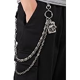 SABOZE Skull Wallet Chain for Men, Double Layer Punk Pants Chain | Skull Rose Pendant, Double-Layer Design, Heavy-Duty Alloy, Secure Lobster Clasps, Perfect for Punk, Gothic & Y2K Style.