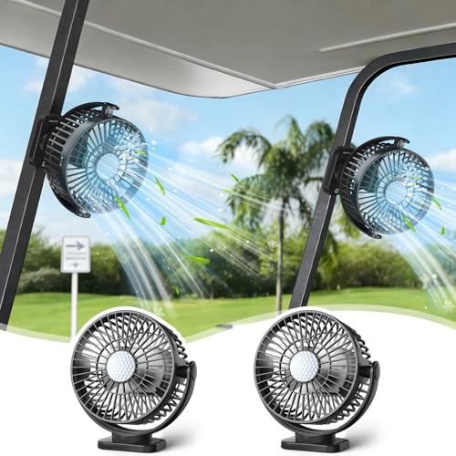 Minthouz Magnetic Fan with 12000 mAh Battery, USB Fan with 3 Speed Levels, Portable LED Table Fan, Suitable for Golf Cart, Cruise Ship, Travel, Camping, Pack of 2