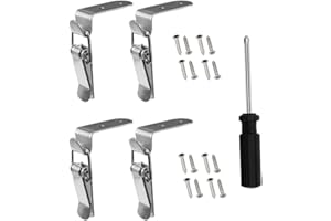 SINEKY 4pcs 90 Degrees Duck-Mouth Buckle Hook Lock Stainless Steel Spring Loaded Draw Toggle Latch Clamp Clip Silver Hasp Latch Catch Clasp