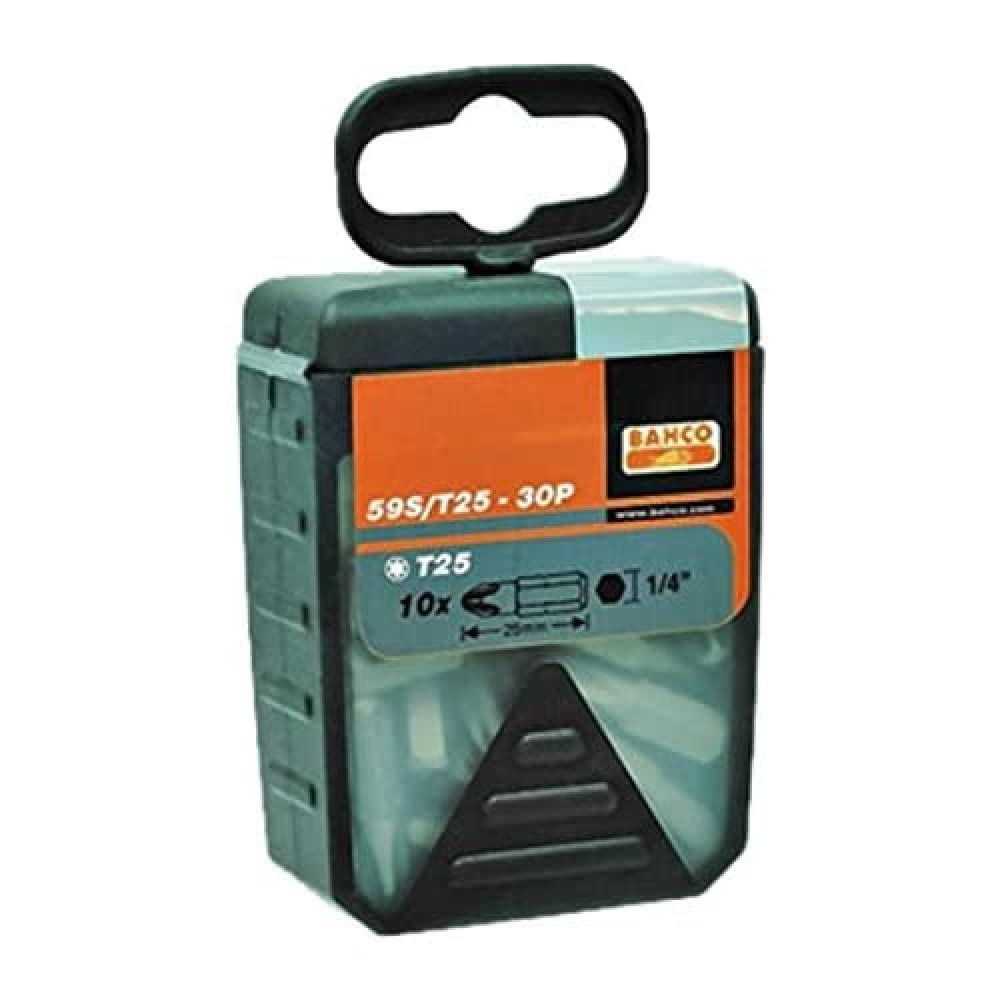 Bahco 59S/T10-30P T10 Bits for Torx Head Screws, Multi-Colour, 25 mm, Set of 30 Pieces