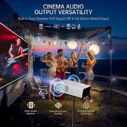 XIDU 1080P Home Theater Projector with Metal Housing, HDMI USB Connectivity, Silver, LCD Display