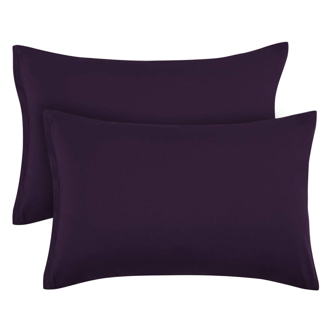 PiccoCasa Zippered Pillowcases, 100% Brushed Microfiber Polyester Pillow Case Cover, Pillow Cases Set of 2, Soft and Comfortable Eggplant 50 x 65cm