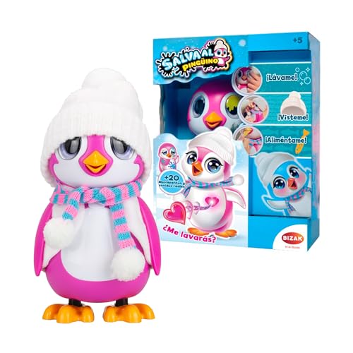 Bizak Salva il Pinguino Rosa, Animale Interattivo per ragazzi e ragazze, con unboxing ed esperienza di pulizia, prenditi cura dei tuoi bisogni e tienilo felice (62008650)