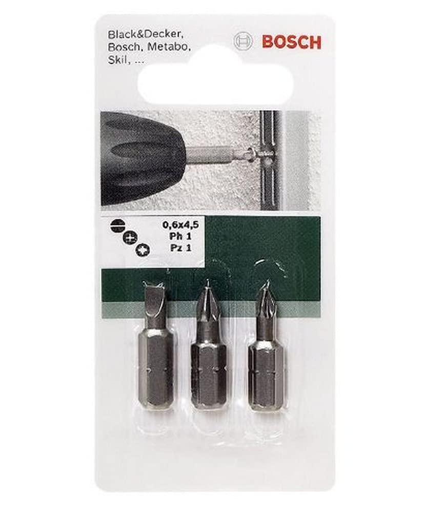 Bosch 2609255973 25mm Screwdriver Bit Set in Standard Quality (3 Pieces)