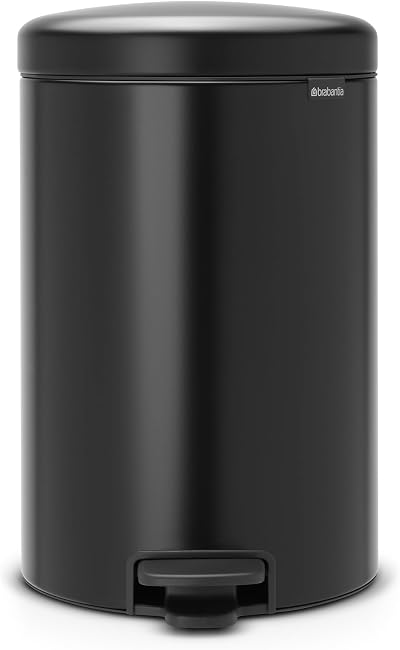 Brabantia NewIcon Pedal Bin 20L Matt Black Soft Closure with Inner Bucket