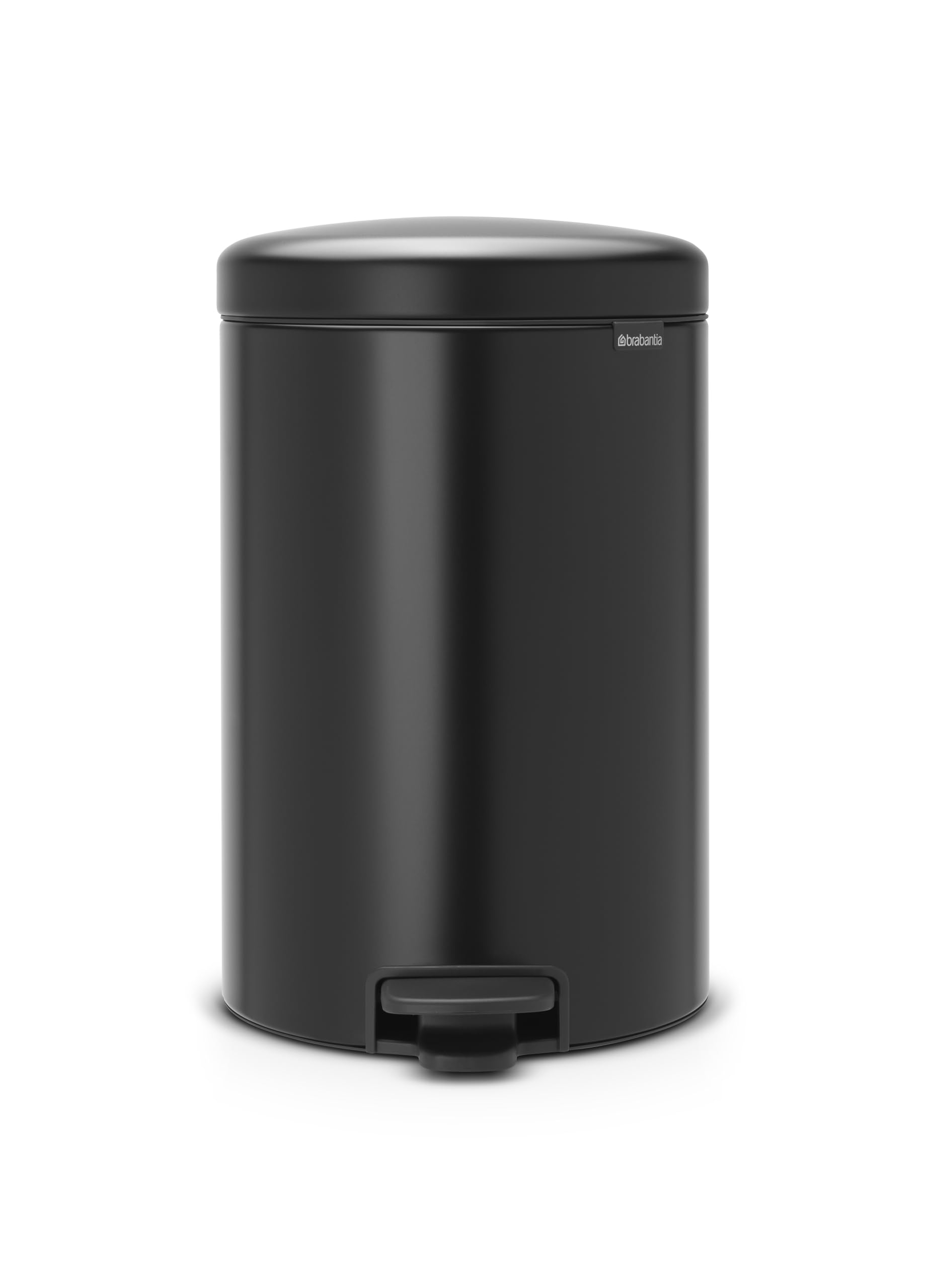Brabantia NewIcon Pedal Bin 20L (Matt Black) Soft-Closure Rubbish Bin with Removable Inner Bucket + Bin Bags