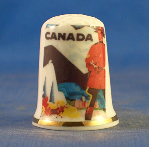 Porcelain China Collectable Thimble - Travel Poster Series Canada - Free Gift Box