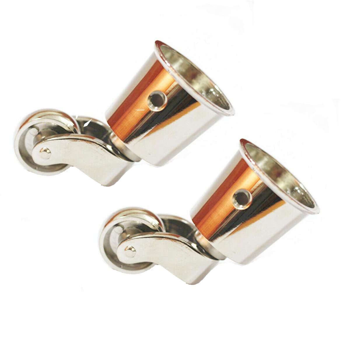 MACHSWON 2PCS Polished Antique Cup Type Casters Solid Brass High Load Capacity Universal Furniture Castors for Furniture Suits Beds Armchairs Sliver