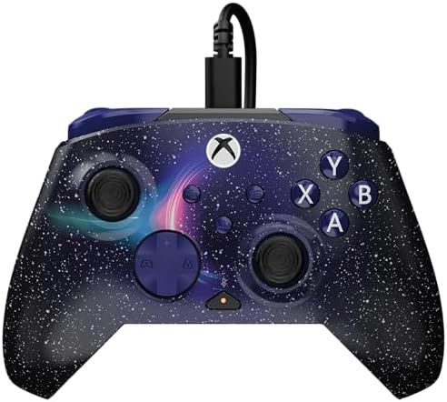 Rematch Advanced Dark Cosmos Controller da gaming con cavo per Xbox e PC. Con licenza per Xbox con pulsanti rimappabili, grilletti sensibili e comandi audio