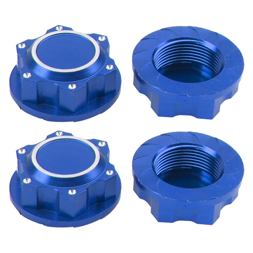 Photo 1 of 4Pcs Vgoohobby 24mm Wheel Hub Cover Hex Wheel Dust Lock Nut Adapter Anti-Dust Cover Compatible with Arrma 1/5 Kraton 8S Outcast 8S RC Car (Blue)