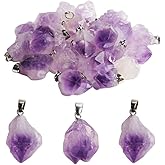 Opexicos 25Pcs Irregular Amethyst Rock Stone Pendants Healing Crystal Chakra Gemstone Charms for Making Accessories