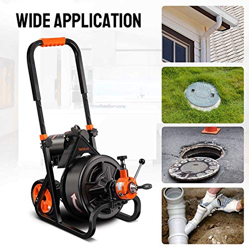 Drain Cleaner Machine, TACKLIFE 75 Ft x 1/2 Inch Plumbing Snake Drain Auger, Fit 2’’4’’(50mm