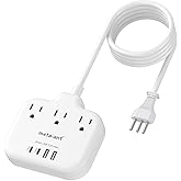 Italy Travel Plug Adapter with 5FT Extension Cord, meta-ant Italy Power Adapter with 3 American Outlets 4 USB Ports(2 USB-C), Type L Adapter for US to Italy Chile Ethiopia Libya Syria Tunisia Uruguay