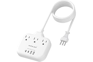 Italy Travel Plug Adapter with 5FT Extension Cord, meta-ant Italy Power Adapter with 3 American Outlets 4 USB Ports(2 USB-C), Type L Adapter for US to Italy Chile Ethiopia Libya Syria Tunisia Uruguay