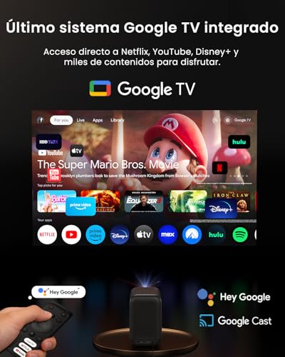 WEMAX Official Google TV and Netflix Smart Video Projector, 500 ISO Lumens, 1080P (4K), Autofocus and AI Correction, Sealed Anti-Dust Optics, Dolby Audio. Ideal for Home Cinema and Sports 2026
