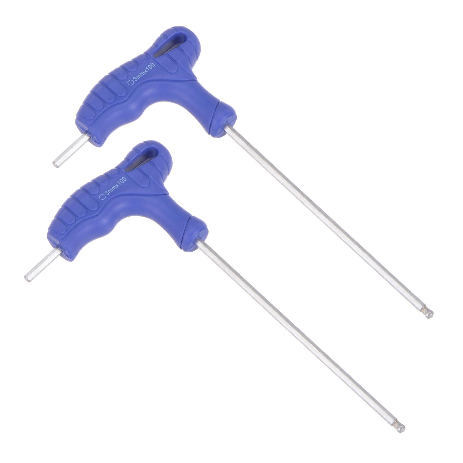 CoCud T-Handle Ball End Hex Key, 3mm Hex, CR-V Steel Metric T-Key Wrench Blue - (Applications: for Basic Home Repair and Mechanical Maintenance), 2-Pieces