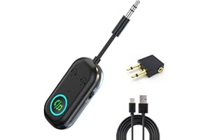 Fansoun 2-in-1 Bluetooth Transmitter Receiver for Airplanes, TVs, Computers - Supports Dual Pairing, Hands-Free Calling, Car/Home Audio Adapter for AirPods/Headphones