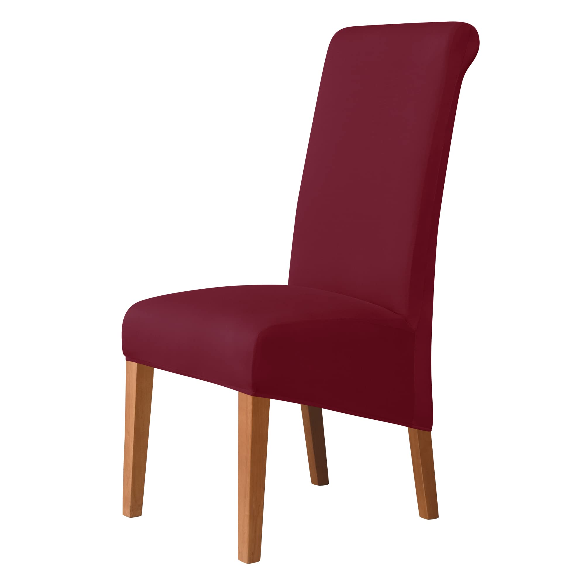 Kozuoan XL Size Chair Covers for Dining Chairs, spandex dining chair covers, detachable and washable (Wine Red, Pack of 6)