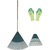 Amazon Com Garden Rake Leaf With Wood Handle Durable Plastic Head 22 Tines Fall Lawn Rake Collect Loose Debris Among Delicate Plants Lawns And Yards By Superio Garden Outdoor