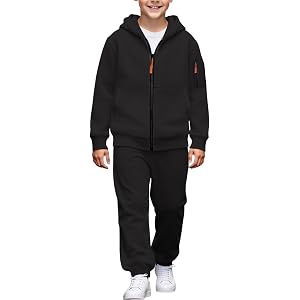 Boys 2 Piece Sweatsuit Set Teen Zip up Hoodie Jacket Sweatshirt with Pockets Jogger Pants Sweat Loose Fit School