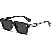 AIEYEZO Rectangle Sunglasses for Men Women Fashion Square Frame Sun Glasses 90’s Retro Designer Shades