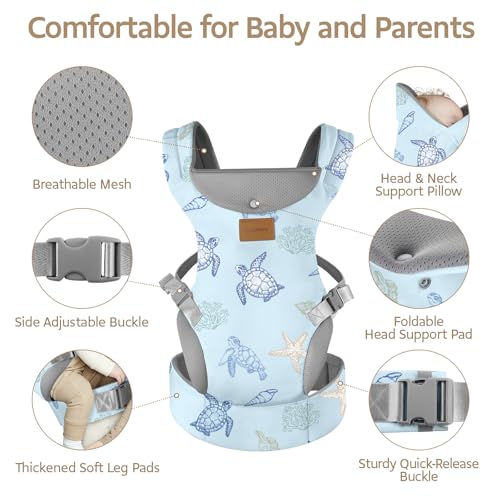 YooxArmor Baby Carrier Backpack, Ergonomic Baby Carrier Adapt for Babies 3-36 Months (3-30 kg), 3 Positions, Adjustable Comfortable and Lightweight, Hands Free