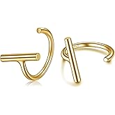 CHIC & ARTSY 925 Sterling Silver Half Hoop Earrings for Women, Small Huggie Hoops Set with Ball Bar Star Moon Cross & Pearl, Lightweight Comfort Fit Everyday & Sleep Earrings