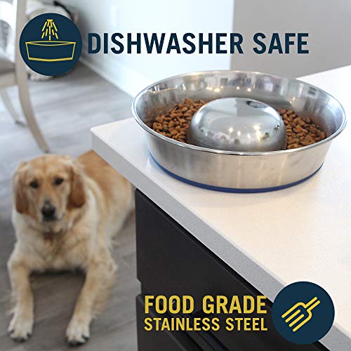 OurPets DuraPet Dog Bowl Slow Feed Premium Stainless Steel Dog Bowl