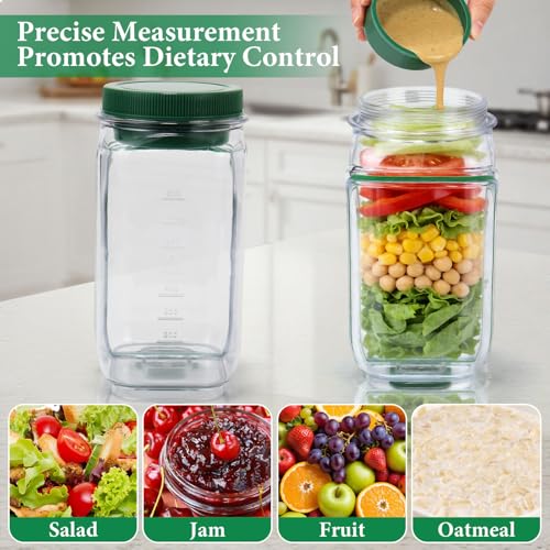 Side Open Salad with Anti-Leak Compartment for Dressings - Portable Meal Prep Containers Reusable Salad Bowl for Office, Gym, Picnic and Travel