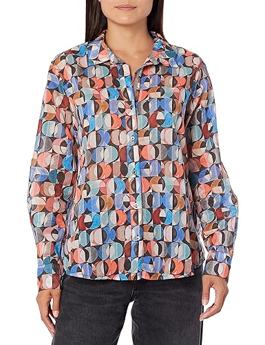 NIC+ZOE Crescent Crinkle Shirt, Blue Multi, L