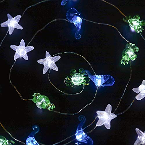 Funpeny Ocean Theme String Lights, 40 LED Starfish, Hippocampus and
