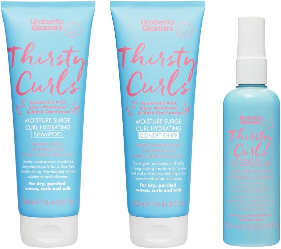 Umberto Giannini Thirsty Curls Kit Hydrating Shampoo Conditioner Mask Lotion
