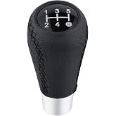 Arenbel 5 Speed Leather Shift Knob Manual Car Gear Stick Shifter Handle | Stitched Perforated Cone Gear Shift Grip Head, JDM Style Racing Interior Upgrade Fit Most Manual Transmission Vehicles, Black