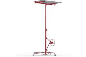 DOLONM Drywall Lift 16 FT Panel Rolling Hoist Jack Lifter - 150 lbs Load Capacity, Easy Assembly, One-Person Operation, Approx. 6.23-16 FT Height Adjustable - Adjustable Telescopic Arm, with Wheels - Red
