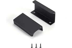 Satanga Edge Black Finger Pull for cabinets Kitchen Concealed Drawer pulls Aluminum Flat Hidden Back Mount Door Handle for Ho