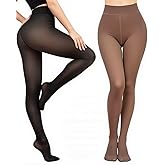 YSense 2 Pairs Fleece Lined Tights Women Fake Translucent Leggings High Waist Warm Thermal Pantyhose for Winter