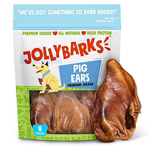 JollyBarks Premium 6 Inch Whole Pig Ears for Dogs, All Natural Dog