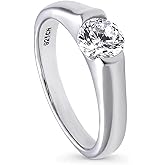 BERRICLE Sterling Silver Solitaire Wedding Engagement Promise Rings for Her, Bezel Set Cubic Zirconia CZ Ring - Marquise, Oval, Emerald, Round Cut