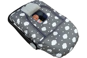 DODO NICI Carseat Cover, Winter Baby car seat Covers for Infant car seat, Baby Carrier Cover Canopy, Window in Door Zipper Open, Thick Padded, Grey Cloud;…