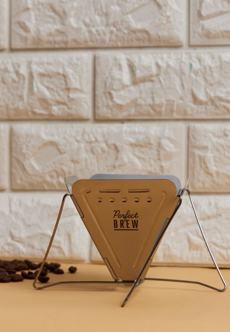 Gentlemen's Hardware Collapsible Pour Over Portable Coffee Dripper for Camp Coffee, 152mm w x 152mm h x 95mm d, Stainless Steel