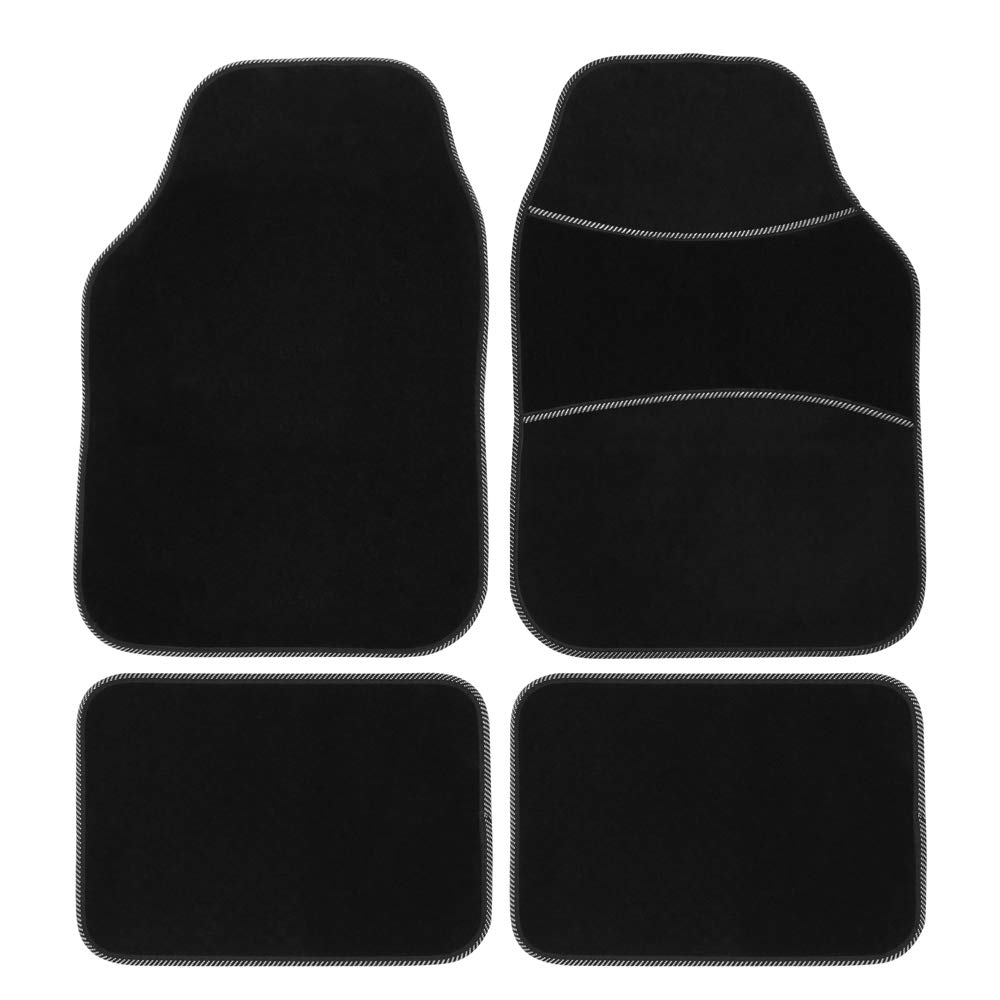 JVL 01-927SI Universal PVC Backed Carpet Car Mat Extreme Set, Black/Silver, 4 Pieces