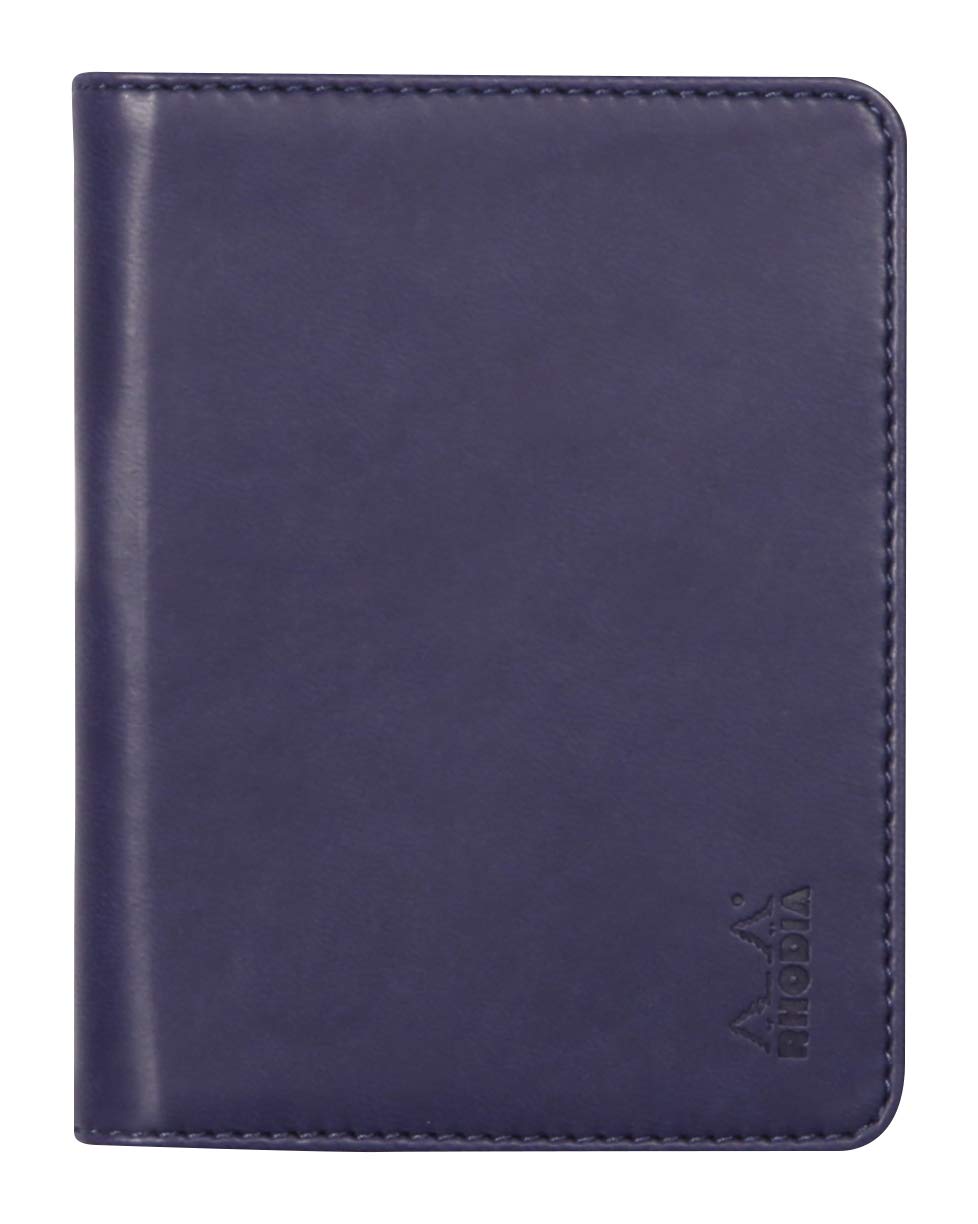 RHODIA 211005C - Rhodiarama Notebook and Document Holder N°11 Midnight Blue - for Notepads or A7 Size Notebooks (7.4 x 10.5 cm) - Premium Italian Faux Leather