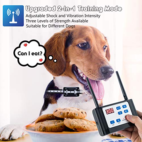 WIEZ Wireless Dog Fence Electric & Training Collar 2in1, Dual Antenna