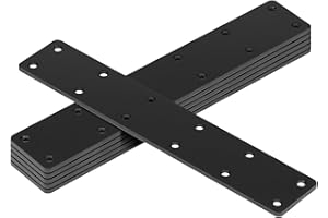 MOUNTAIN_ARK 6 Pack 11" x 2" Black Flat Mending Plate, Metal Steel Straight Joint Repair Fixing Bracket Connector for Wood Furniture , 11 Gauge