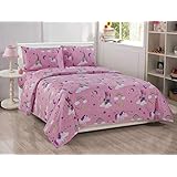 Better Home Style Pink Girls/Kids 3 Piece Sheet Set with Unicorns Castles and Rainbows in Magical Lands Includes Pillowcases Flat and Fitted Sheets # Unicorn Castle Lavendertle Lavender (Twin)