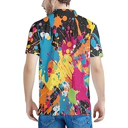 HUGS IDEA Rainbow Splatter Paint Top Shirts for Men